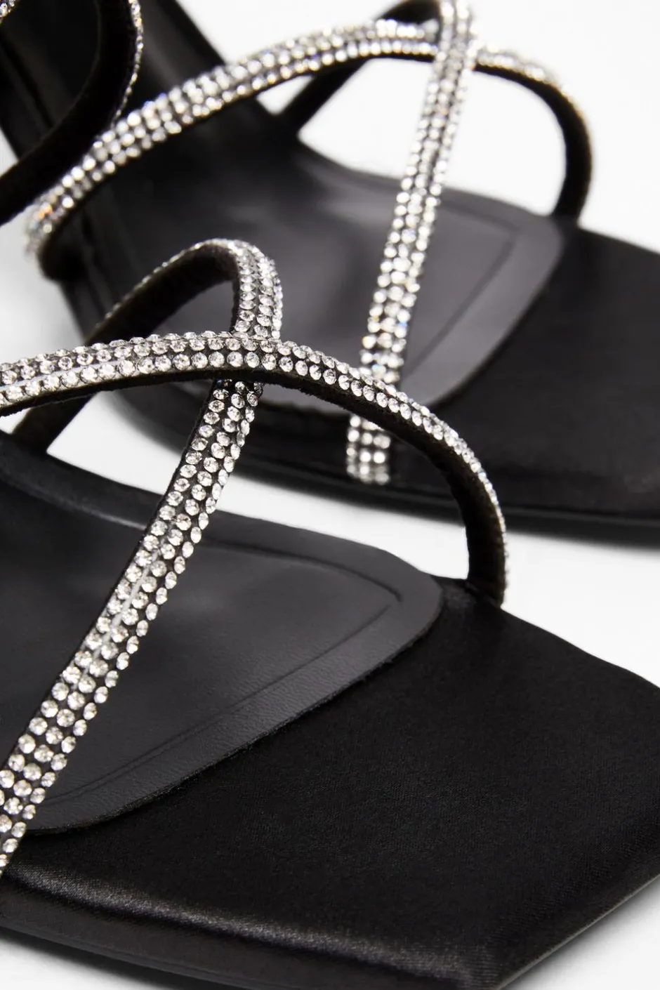 Quiz Wide Fit Black Diamante Heels Online