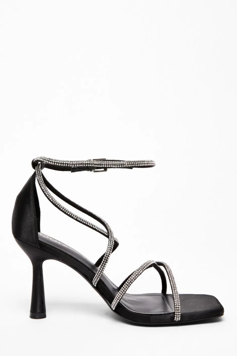 Quiz Wide Fit Black Diamante Heels Online