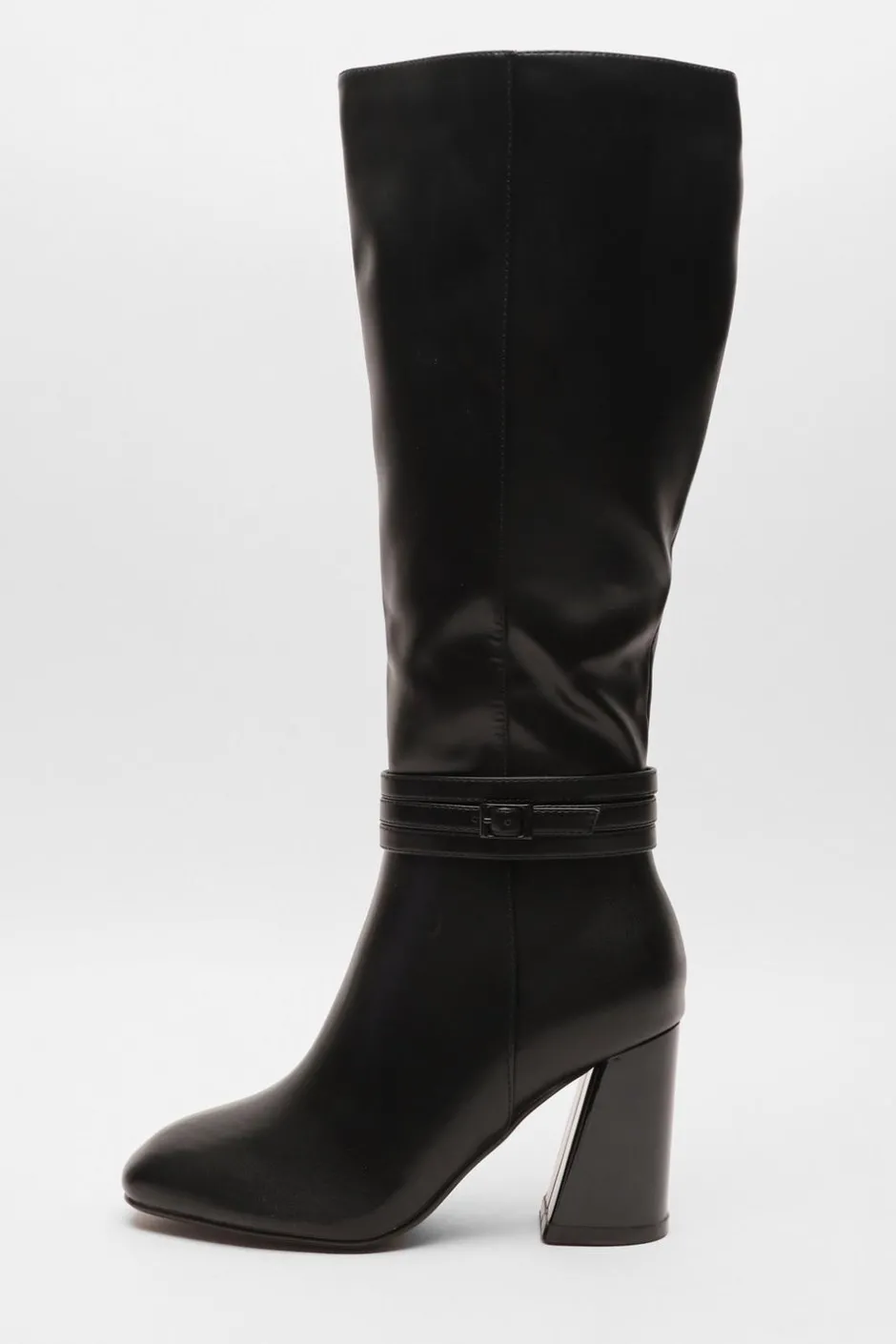 Quiz Wide Fit Black Faux Leather Knee High Boots Best