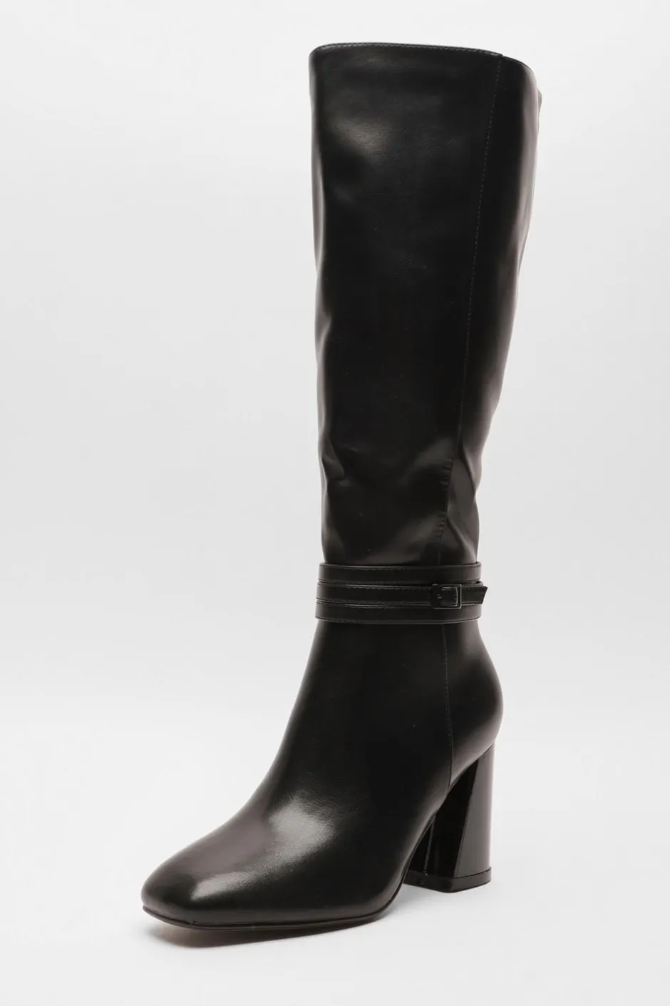 Quiz Wide Fit Black Faux Leather Knee High Boots Best