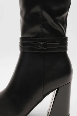 Quiz Wide Fit Black Faux Leather Knee High Boots Best