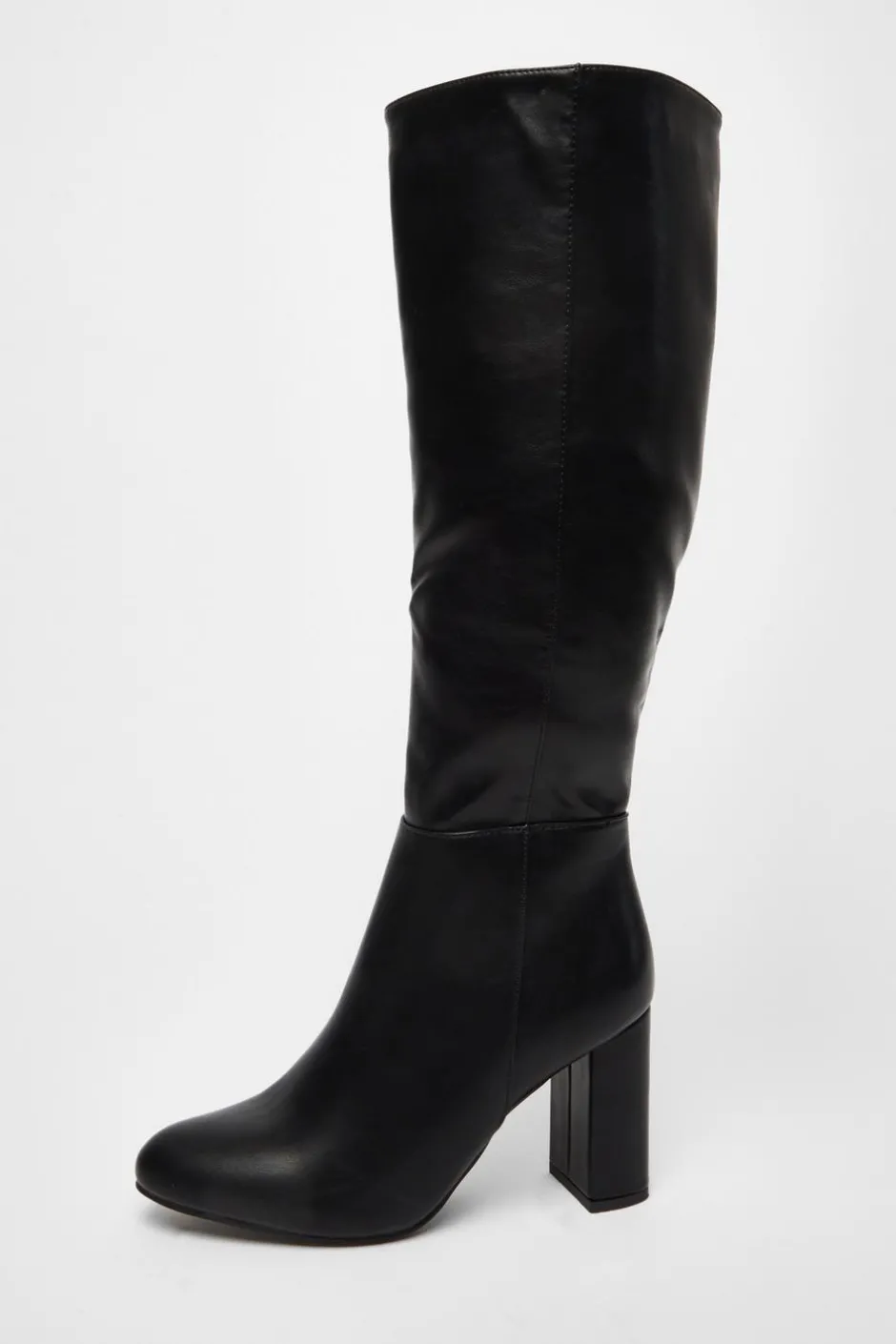Quiz Wide Fit Black Faux Leather Knee High Boots Best