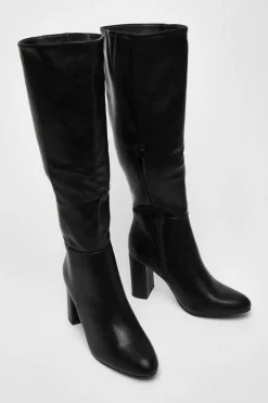 Quiz Wide Fit Black Faux Leather Knee High Boots Best