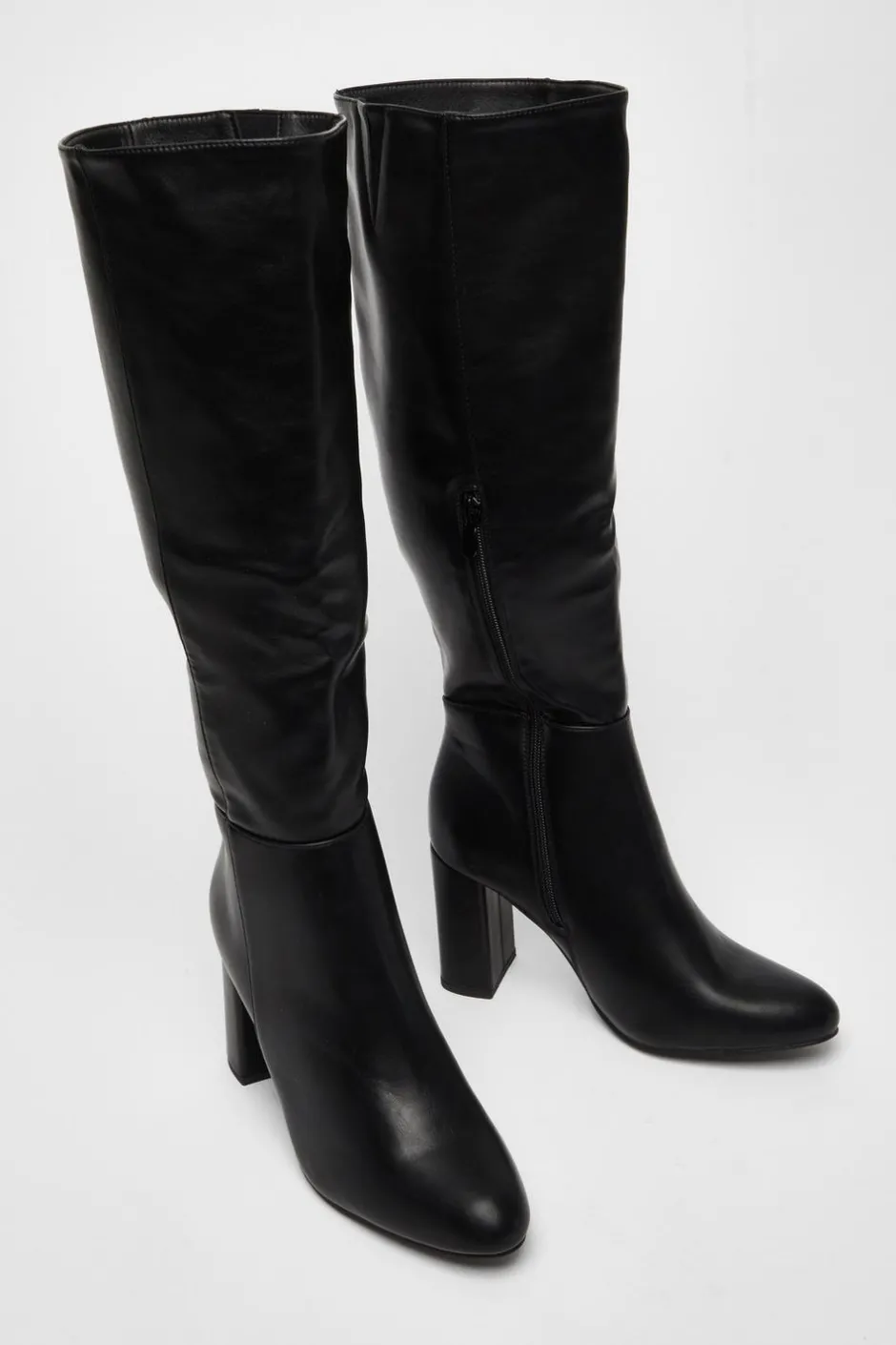Quiz Wide Fit Black Faux Leather Knee High Boots Best