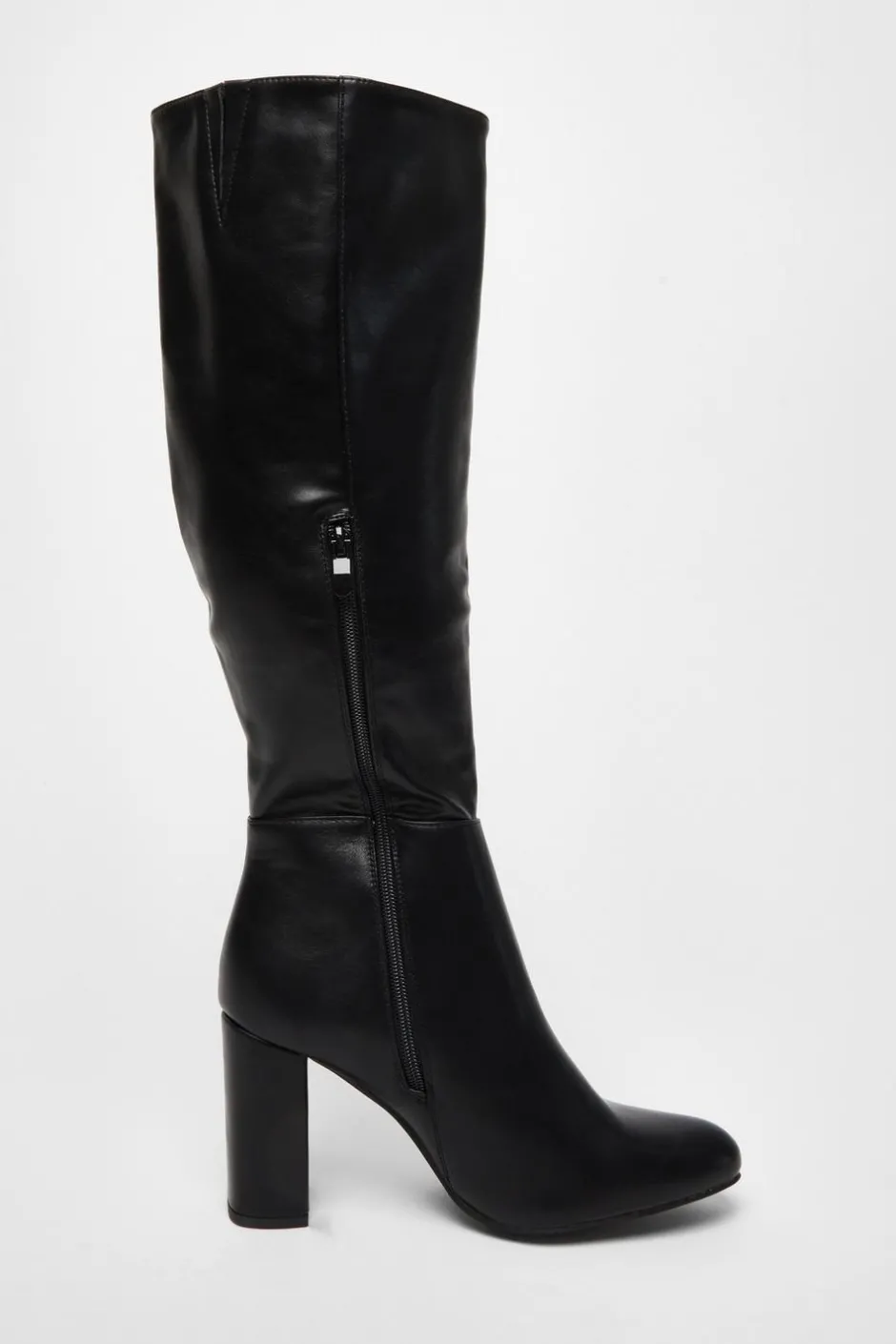 Quiz Wide Fit Black Faux Leather Knee High Boots Best
