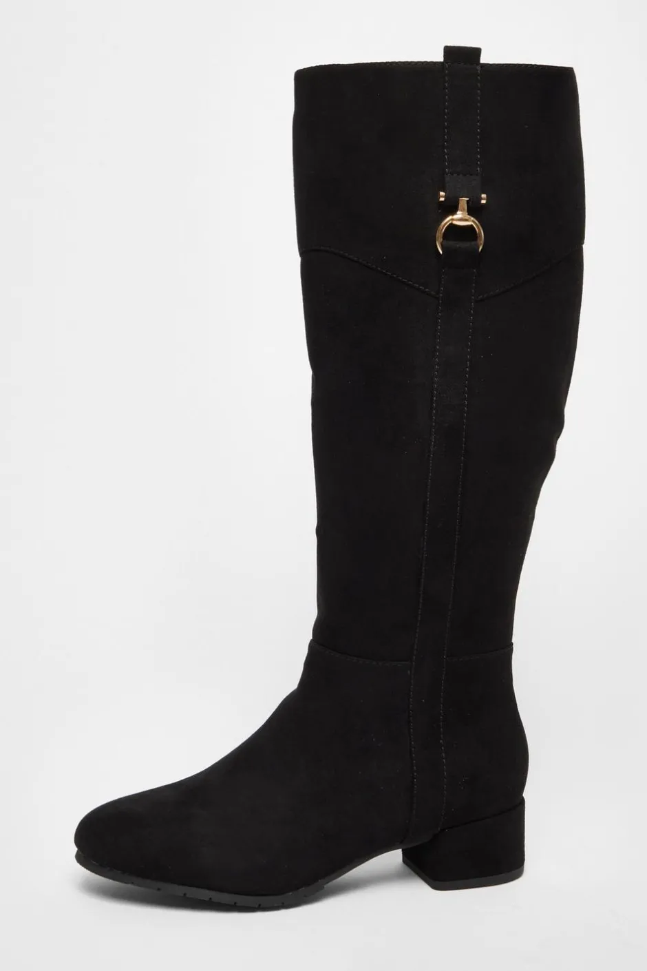 Quiz Wide Fit Black Faux Suede Boots Clearance