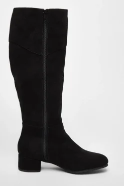 Quiz Wide Fit Black Faux Suede Boots Clearance