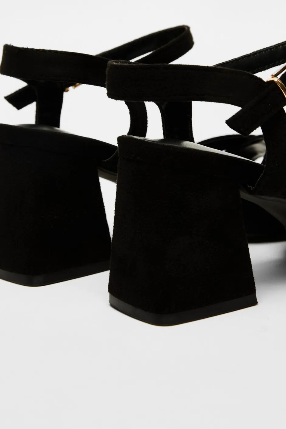 Quiz Wide Fit Black Faux Suede Heeled Sandals Hot