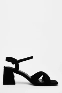 Quiz Wide Fit Black Faux Suede Heeled Sandals Hot