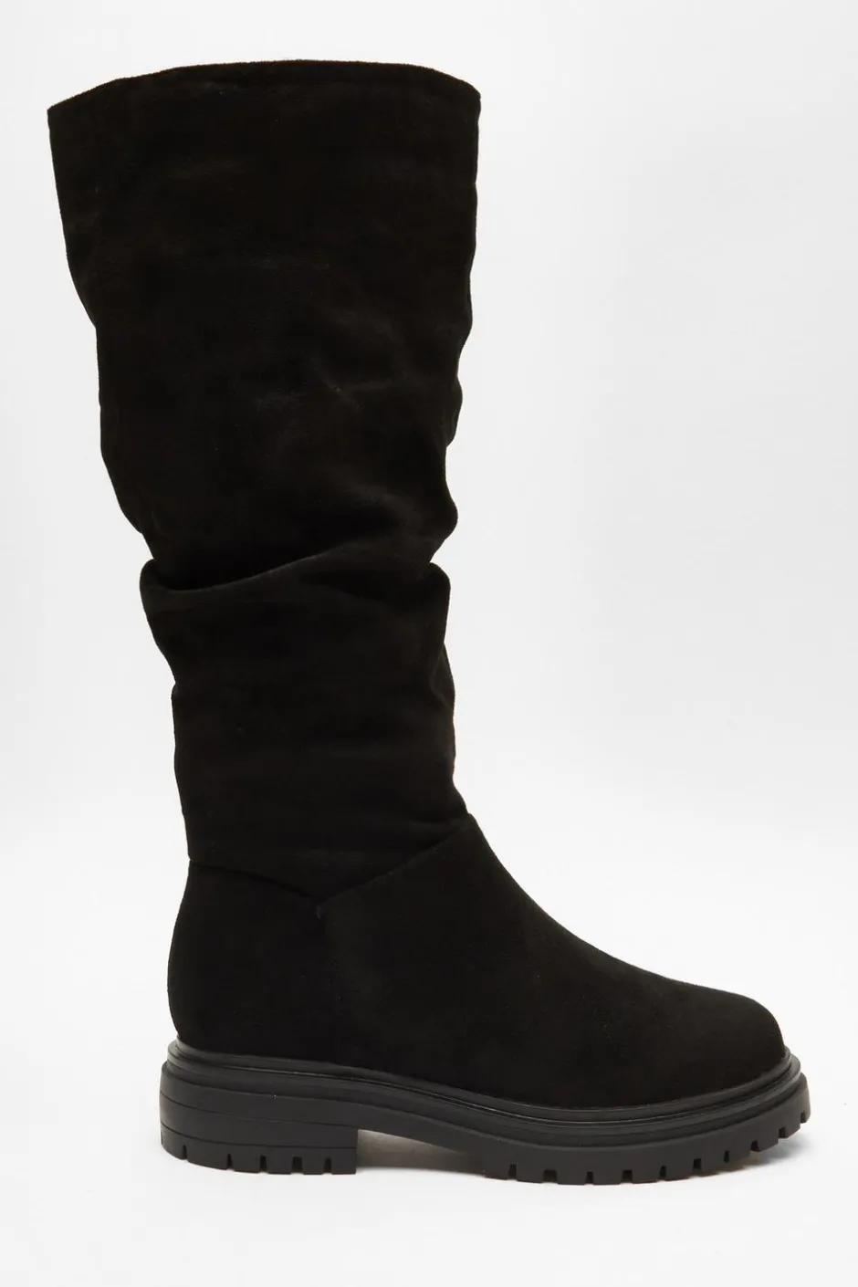 Quiz Wide Fit Black Knee High Faux Suede Boots Outlet