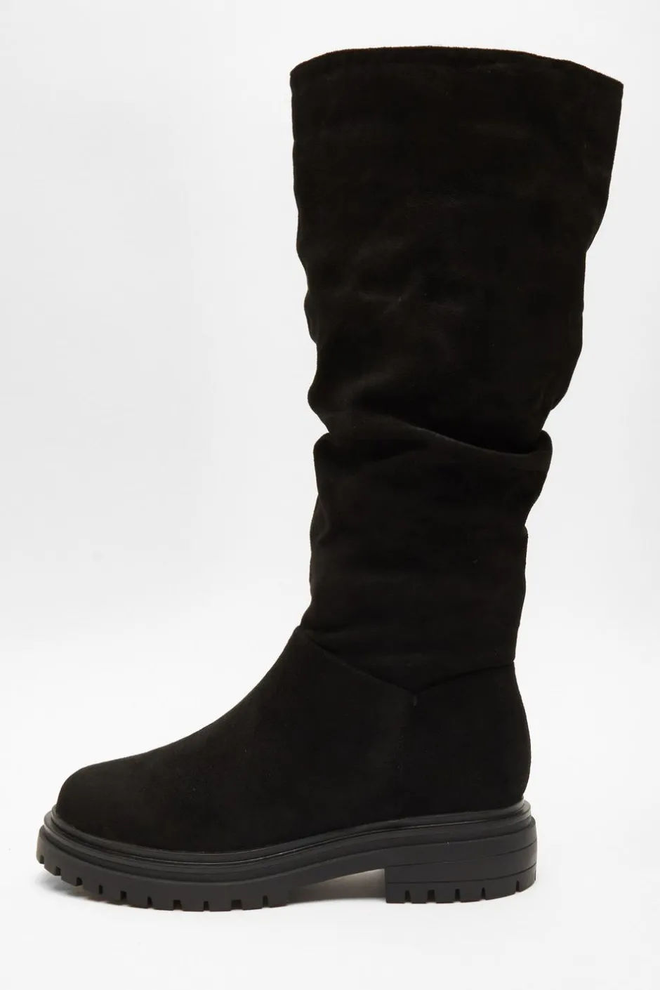 Quiz Wide Fit Black Knee High Faux Suede Boots Outlet