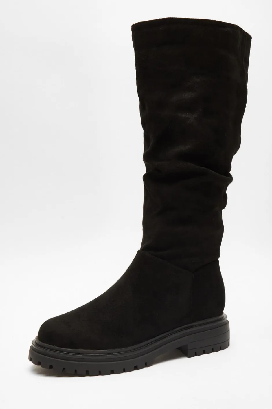 Quiz Wide Fit Black Knee High Faux Suede Boots Outlet