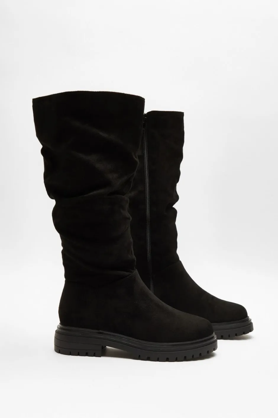 Quiz Wide Fit Black Knee High Faux Suede Boots Outlet