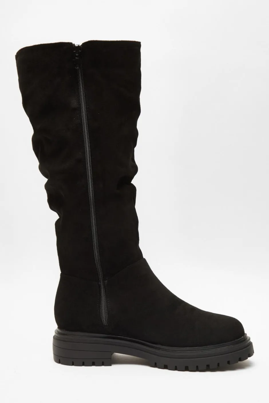 Quiz Wide Fit Black Knee High Faux Suede Boots Outlet