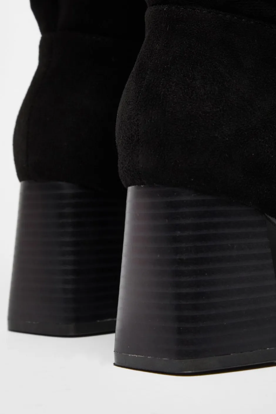 Quiz Wide Fit Knee High Faux Suede Block Heel Boots Black Best
