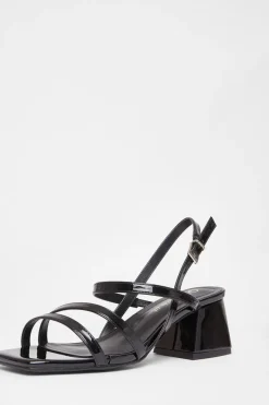 Quiz Wide Fit Patent Heeled Sandals Black Discount