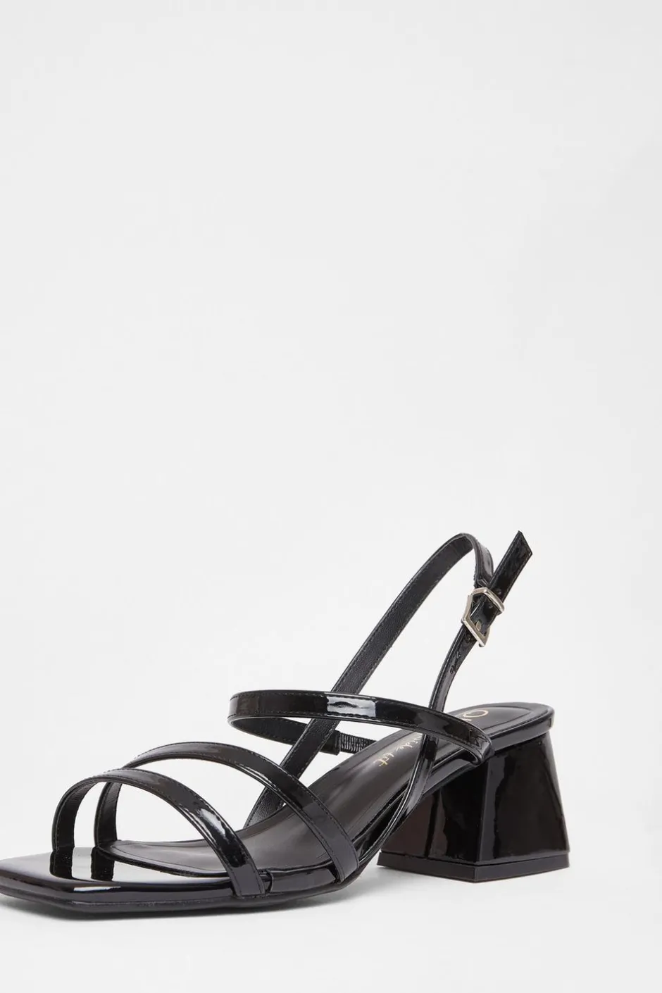 Quiz Wide Fit Patent Heeled Sandals Black Discount
