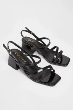 Quiz Wide Fit Patent Heeled Sandals Black Discount