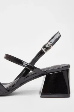 Quiz Wide Fit Patent Heeled Sandals Black Discount