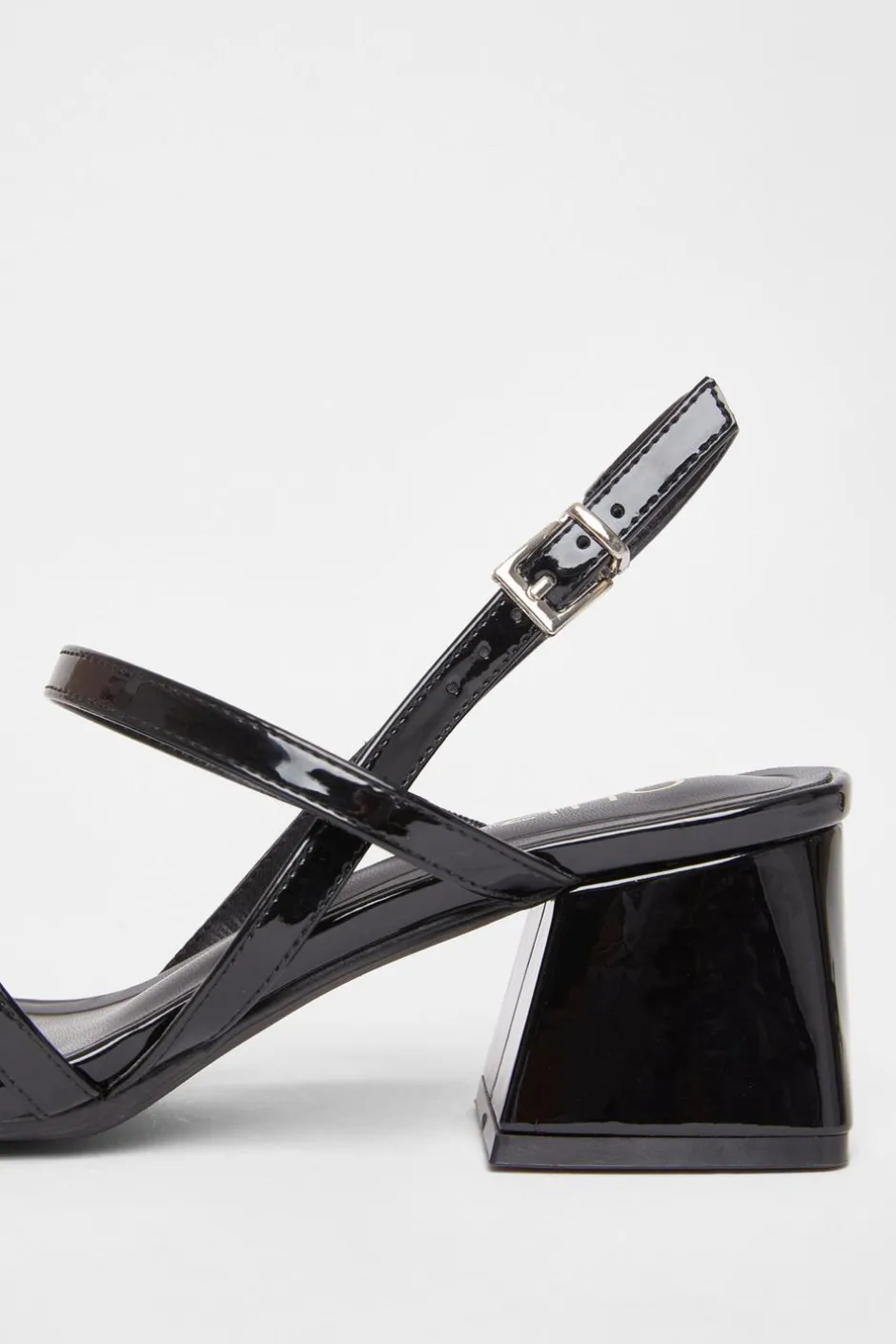 Quiz Wide Fit Patent Heeled Sandals Black Discount