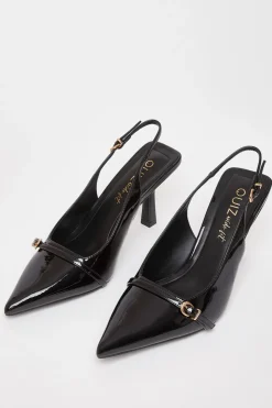 Quiz Wide Fit Slingback Court Heels Black Online