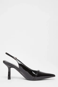 Quiz Wide Fit Slingback Court Heels Black Online