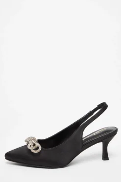Quiz Wide Fit Black Slingback Court Heels Best