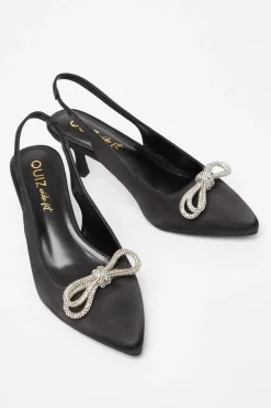 Quiz Wide Fit Black Slingback Court Heels Best
