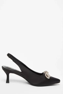 Quiz Wide Fit Black Slingback Court Heels Best