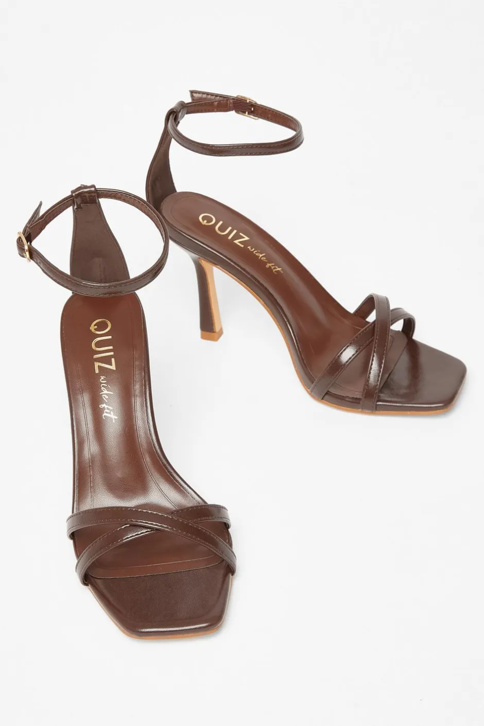 Quiz Wide Fit Barely There Heels Brown