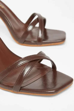 Quiz Wide Fit Barely There Heels Brown