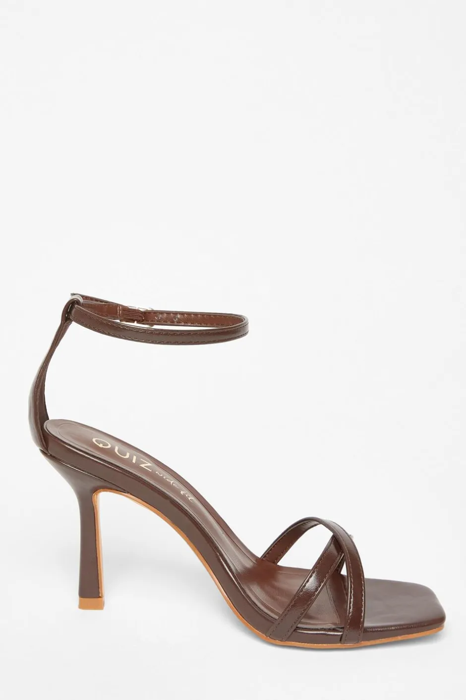 Quiz Wide Fit Barely There Heels Brown