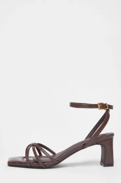 Quiz Wide Fit Strappy Block Heels Brown Hot