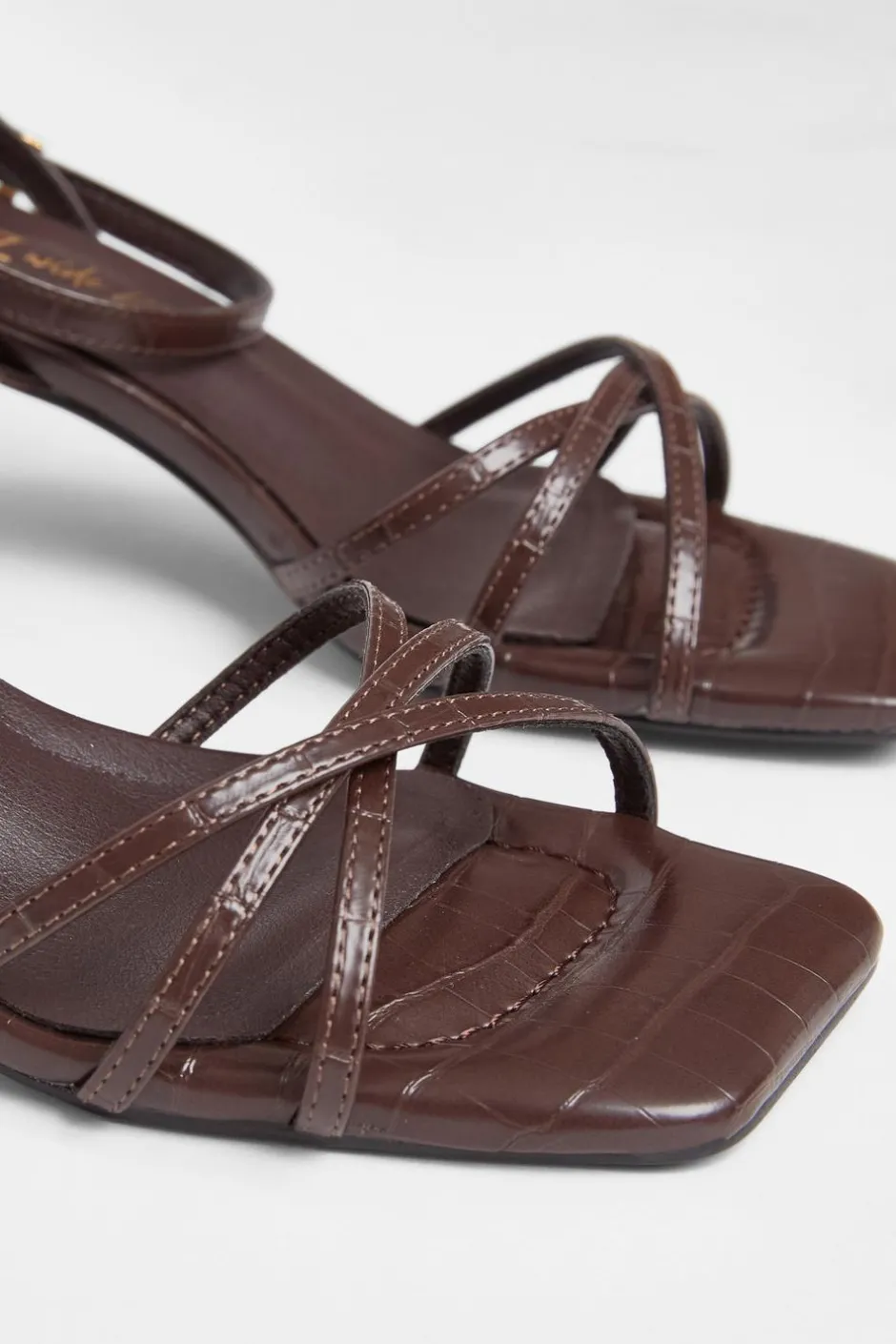 Quiz Wide Fit Strappy Block Heels Brown Hot