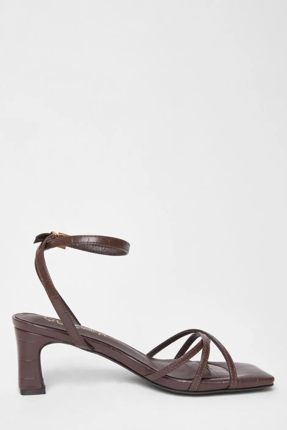 Quiz Wide Fit Strappy Block Heels Brown Hot