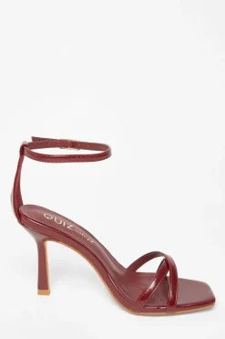 Quiz Wide Fit Dark Red Barely There Heels Burgundy Hot