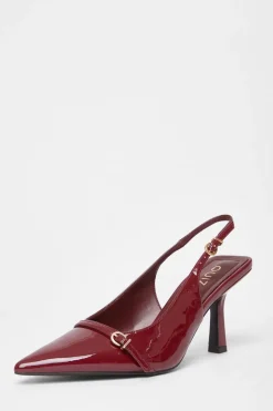 Quiz Wide Fit Dark Red Slingback Court Heels Burgundy Sale