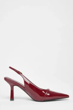 Quiz Wide Fit Dark Red Slingback Court Heels Burgundy Sale