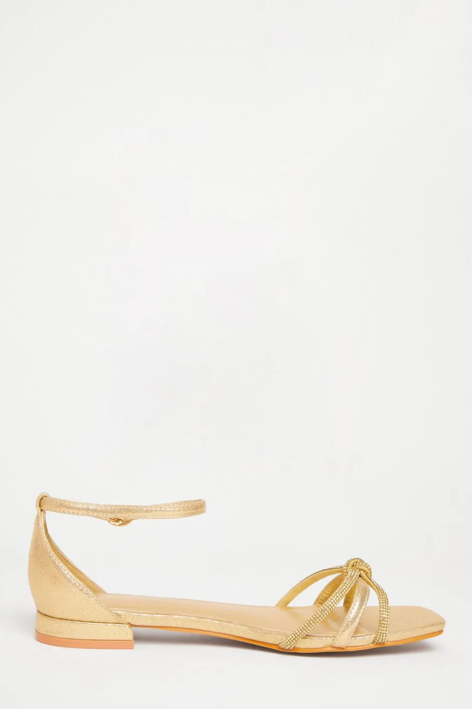 Quiz Wide Fit Knot Front Sandals Gold Hot
