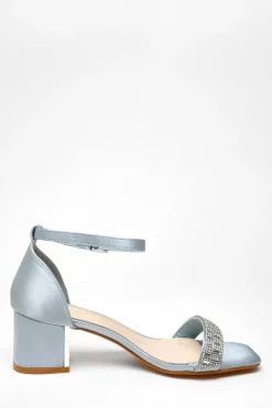 Quiz Wide Fit Light Blue Satin Heeled Sandals Hot
