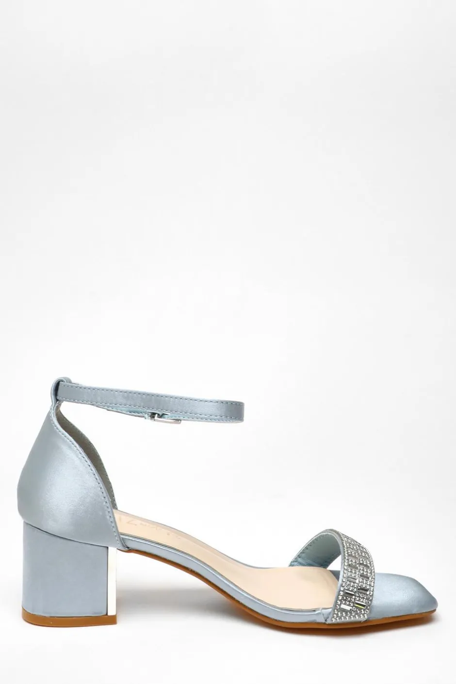 Quiz Wide Fit Light Blue Satin Heeled Sandals Hot