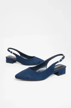 Quiz Wide Fit Faux Suede Pumps Navy