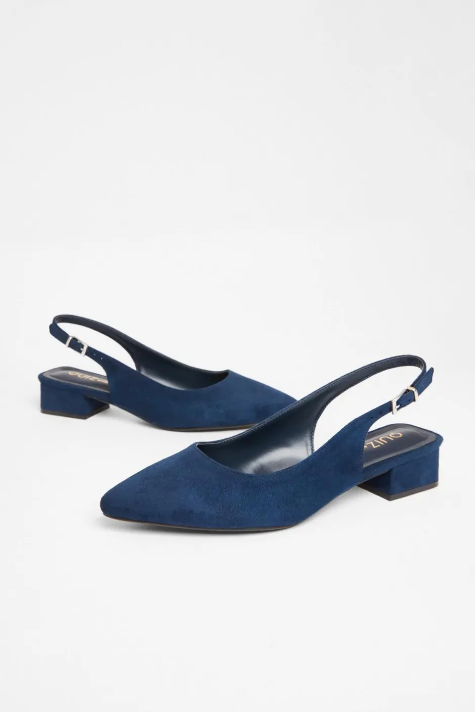 Quiz Wide Fit Faux Suede Pumps Navy