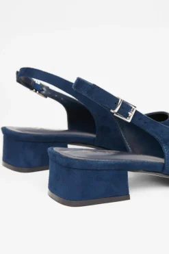 Quiz Wide Fit Faux Suede Pumps Navy