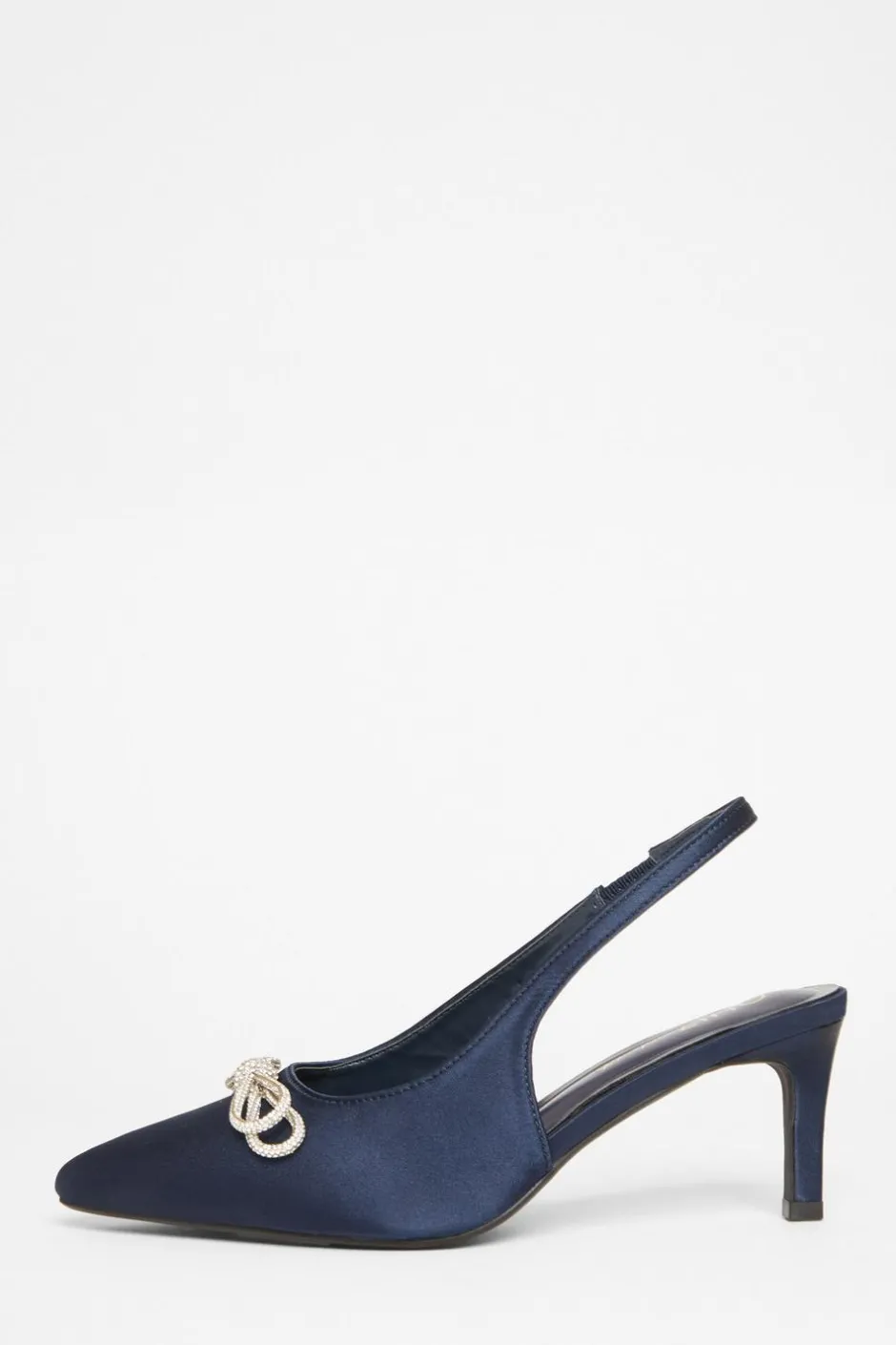 Quiz Wide Fit Sling Back Heels Navy Sale