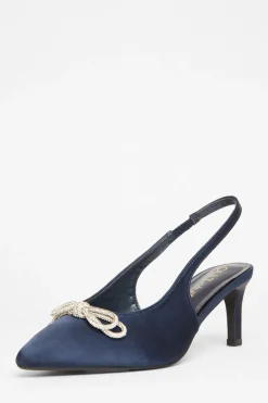 Quiz Wide Fit Sling Back Heels Navy Sale