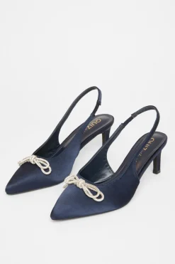 Quiz Wide Fit Sling Back Heels Navy Sale