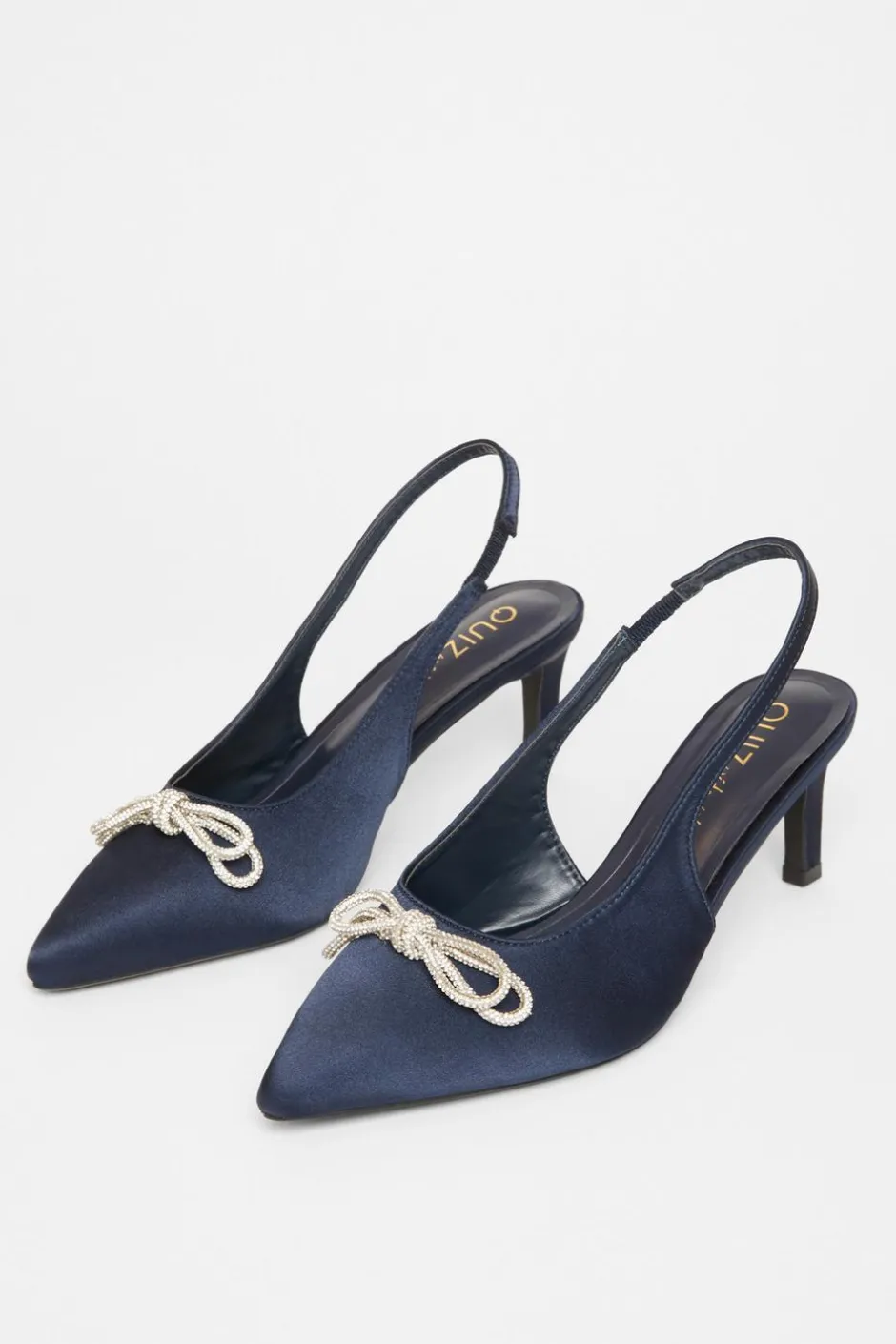 Quiz Wide Fit Sling Back Heels Navy Sale