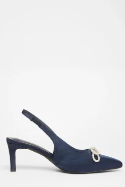 Quiz Wide Fit Sling Back Heels Navy Sale