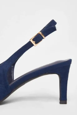 Quiz Wide Fit Slingback Court Heels Navy Online